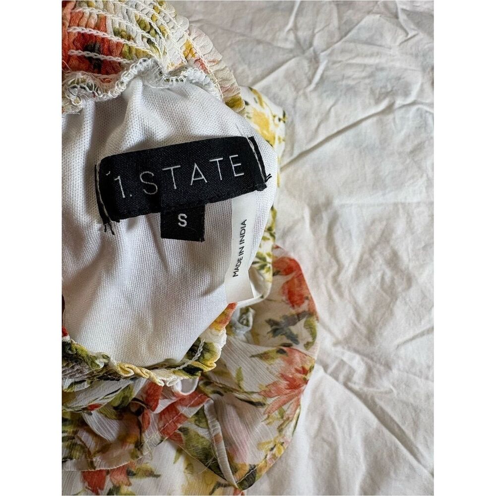 STATE Cream Floral Ruffle Mini Dress - Picture 9 of 10